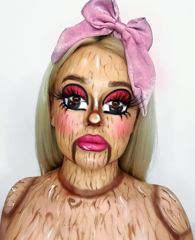 5) This Wooden Doll Makeup for Halloween
