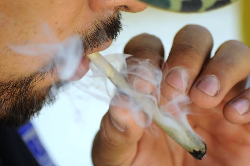 MEXICO CITY, MEXICO - JUNE 18, 2020: An activist a marijuana smokes during a camp outside the country's Senate building, Mexican marijuana activists have been camping outside the Senate, growing a crop of marijuana plants Pending the approval of the legalization of marijuana. In January they filed a petition for the law to legalize marijuana, which has several medicinal benefits such as treating glaucoma, reversing carcinogenic effects, and treating nausea; Science is convinced that cannabis should be legal for medical uses and in response many countries around the world have already accepted its legalization. on June 18, 2020 in Mexico City, Mexico- PHOTOGRAPH BY Ricardo Castelan Cruz / Eyepix Group / Barcroft Studios / Future Publishing (Photo credit should read Ricardo Castelan Cruz / Eyepix Group/Barcroft Media via Getty Images)