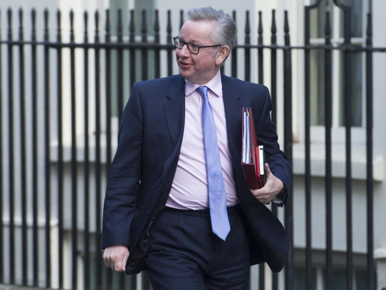 Environment, Food and Rural Affairs Secretary Michael Gove arrives on Downing Street for the weekly cabinet meeting on February 27, 2018 in London, England: Getty