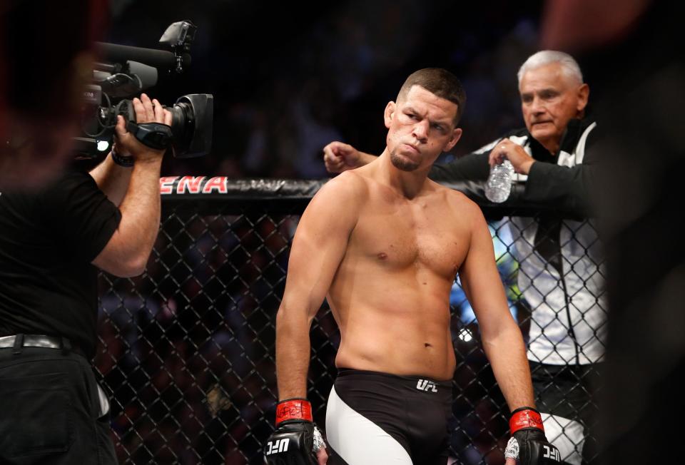 Diaz fights for the first time since his bloody battle with Conor McGregor in 2016. (Getty Images)