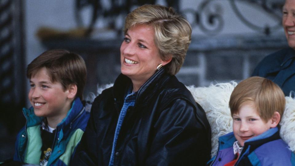 32 of the best Princess Diana Quotes -  Diana on family skiing trip in Austria sat in a carriage with harry and william