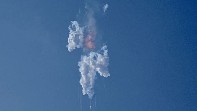 SpaceX’s Starship launches from Starbase in Boca Chica, Texas, Thursday, April 20, 2023. The giant new rocket exploded minutes after blasting off on it first test flight and crashed into the Gulf of Mexico.