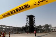 FILE PHOTO: A view shows the damaged site of Saudi Aramco oil facility in Khurais