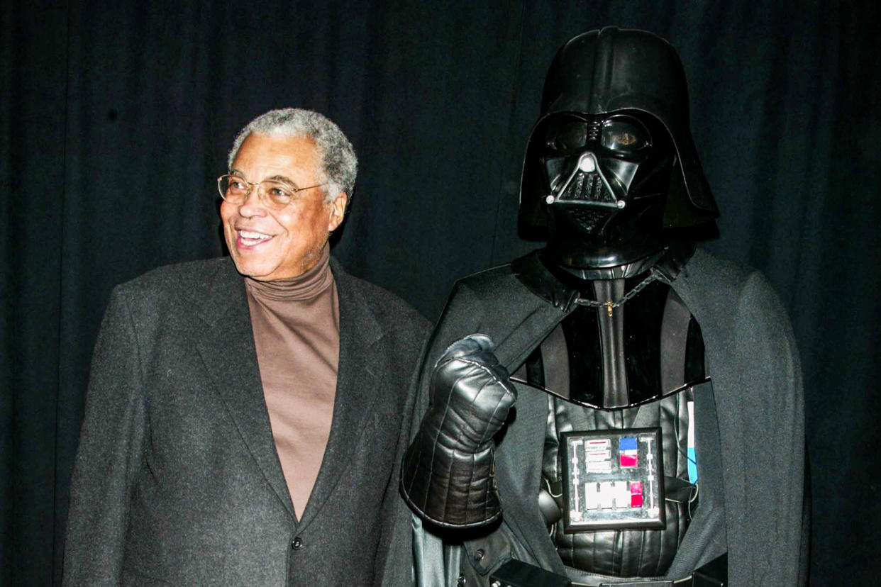 James Earl Jones and Darth Vader attend the charity premiere of 