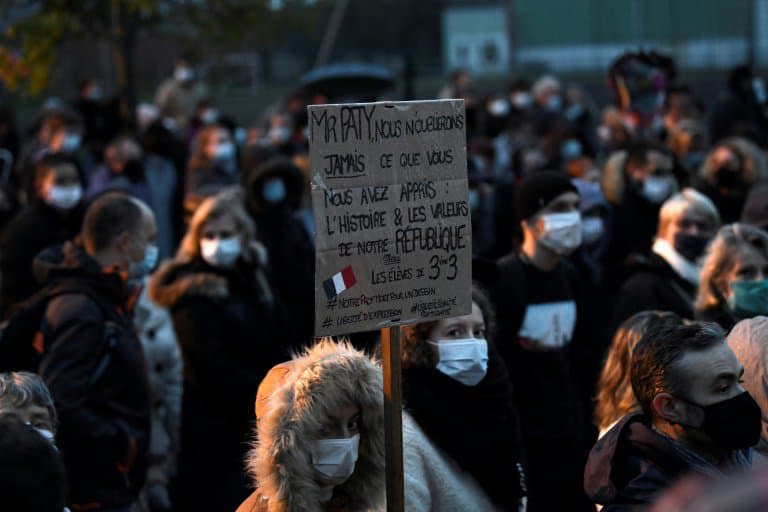 Marche en hommage à Samuel Paty, le 20 octobre 2020, à Conflans-Sainte-Honorine - Bertrand GUAY © 2019 AFP