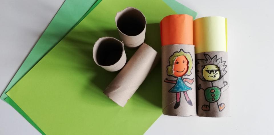 Puedes aprovechar los tubos de cartón sobrantes del papel de baño o papel higiénico para inventar cosas diferentes con los niños en esta cuarentena