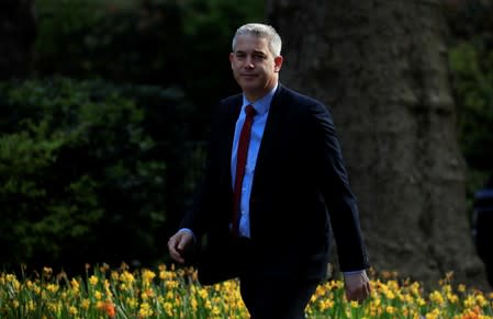 FILE PHOTO: Britain's Secretary of State for Exiting the European Union Steve Barclay walks at Downing Street in London