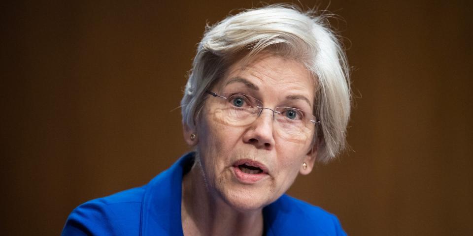 Democratic Sen. Elizabeth Warren of Massachusetts at a hearing on Capitol Hill on January 11, 2024.