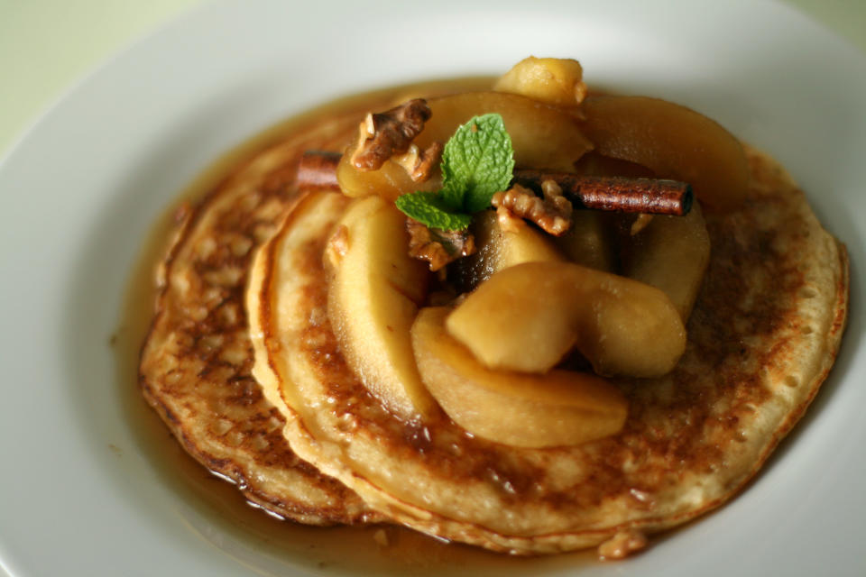 <strong>Get the <a href="http://food52.com/recipes/10492-ricotta-pancakes-with-apple-calvados-syrup" target="_blank">Ricotta Pancakes with Apple-Calvados Syrup recipe</a> by Viviane Bauquet Farre via Food52</strong>