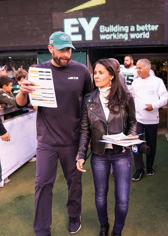 <p>Courtesy of CBS</p> Jets head coach Adam Gase and Tracy Wolfson