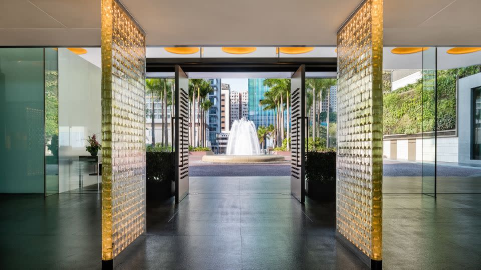 The Feng Shui fountain, a feature of the old Regent, helps drown out street noises for guests walking into the hotel. - Courtesy Regent Hong Kong
