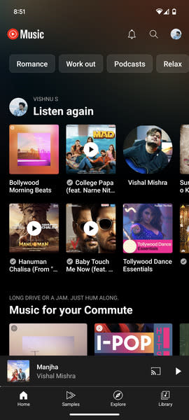 YouTube Music Activity feed