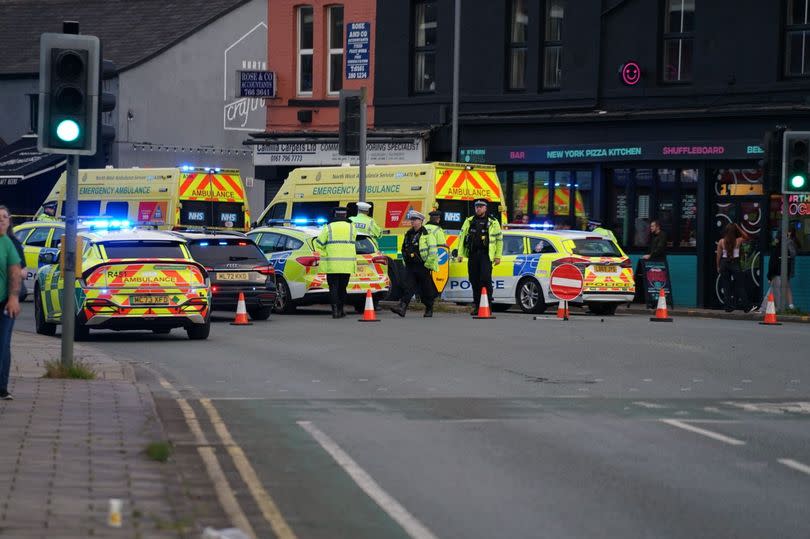 Emergency services at the scene on Bury New Road, Whitefield