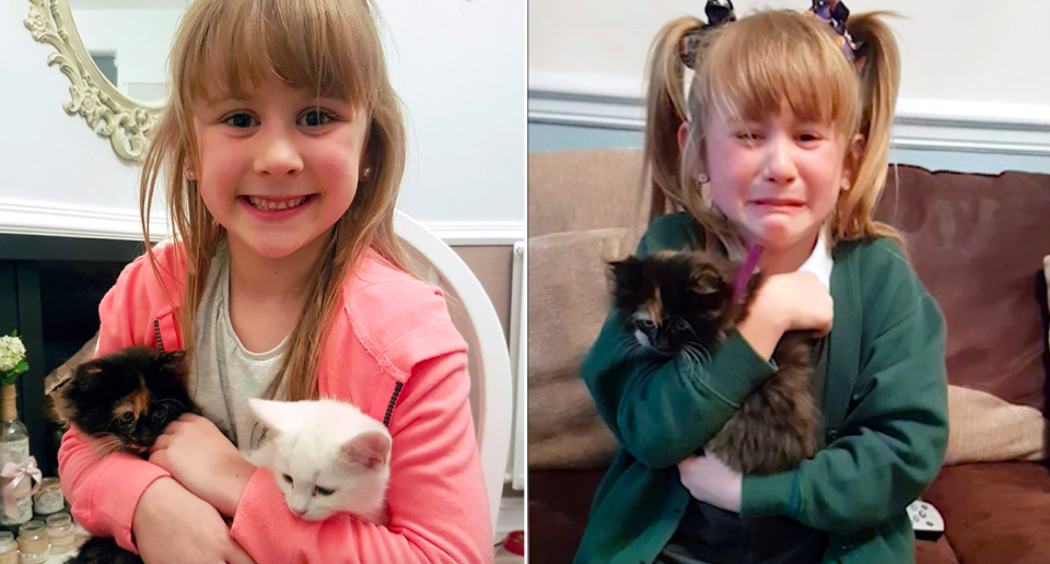 <em>Robyn Metcalfe cried tears of joy after being given two kittens for her birthday (SWNS)</em>