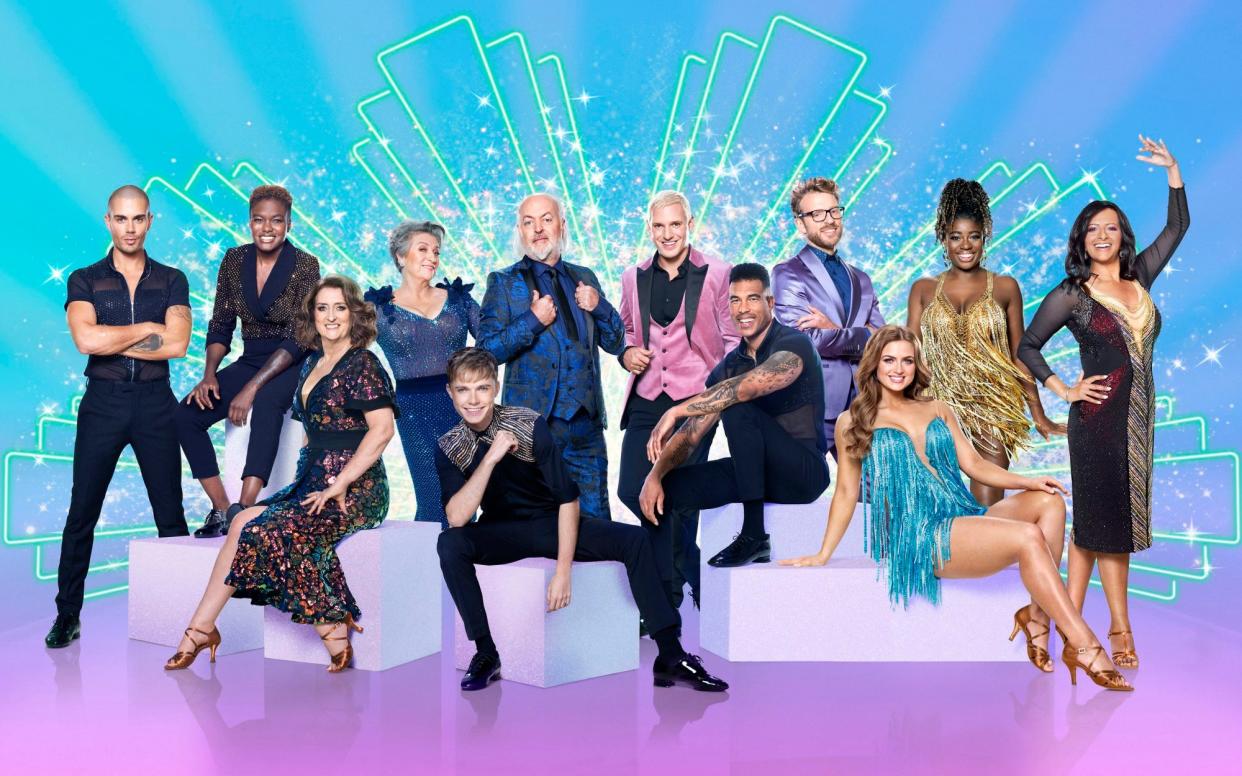 Celebrity dancers Max George, Nicola Adams, Jacqui Smith, Caroline Quentin, HRVY, Bill Bailey, Jamie Laing, Jason Bell, JJ Chalmers, Maisie Smith, Clara Amfo, Ranvir Singh before the launch show for this year's BBC1's dancing contest, Strictly Come Dancing.  - Guy Levy/BBC/PA