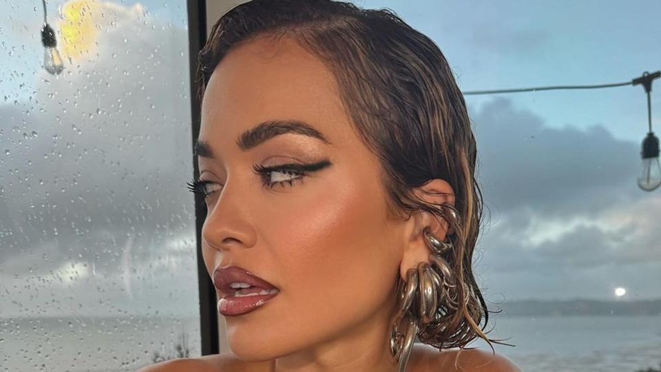 Rita Ora with a wet-look bob 