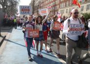 <p>March to Leave protesters arrived in London after a 14 day journey from Sunderland (GETTY) </p>