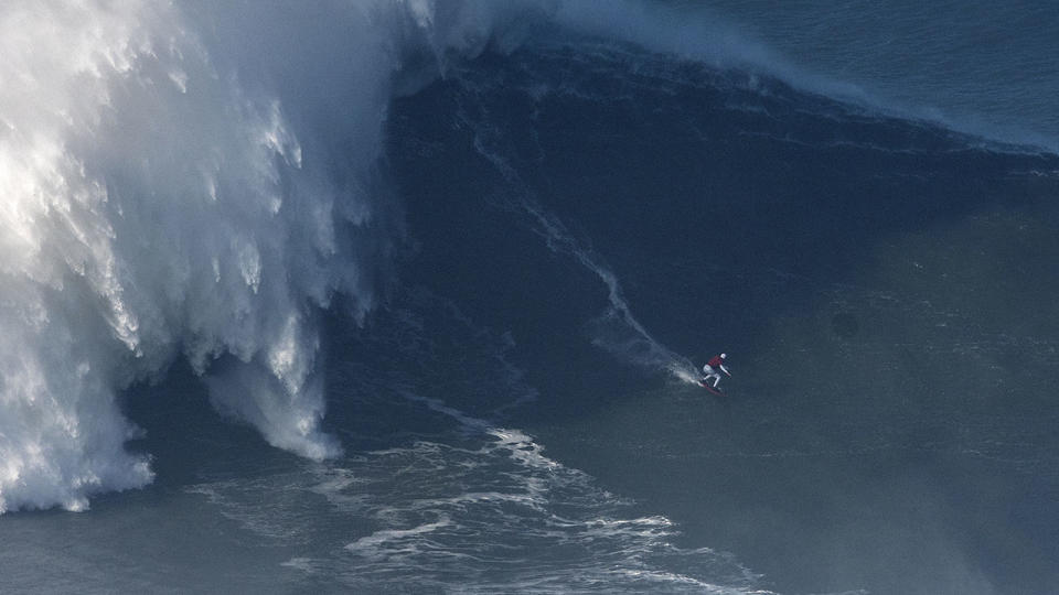 Maya Gabeira in Nazare, Portugal. (Photo by Octavio Passos/Getty Images)