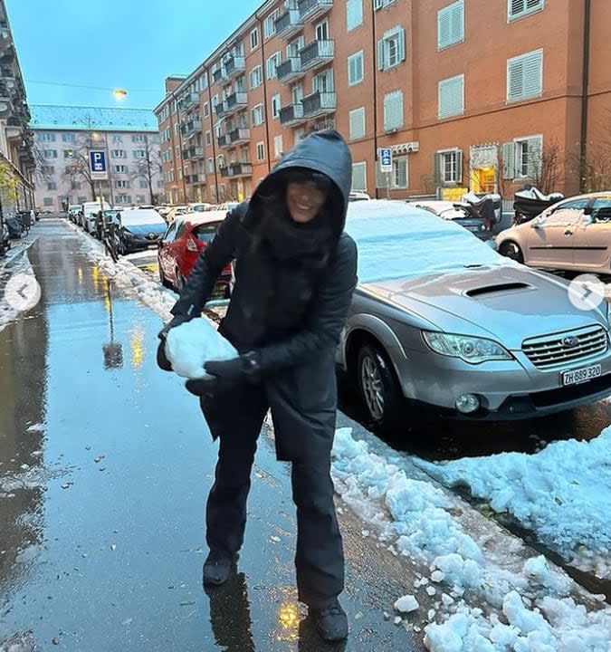 Sabatini se divirtió con la nieve en Suiza y mostró su felicidad en las redes sociales