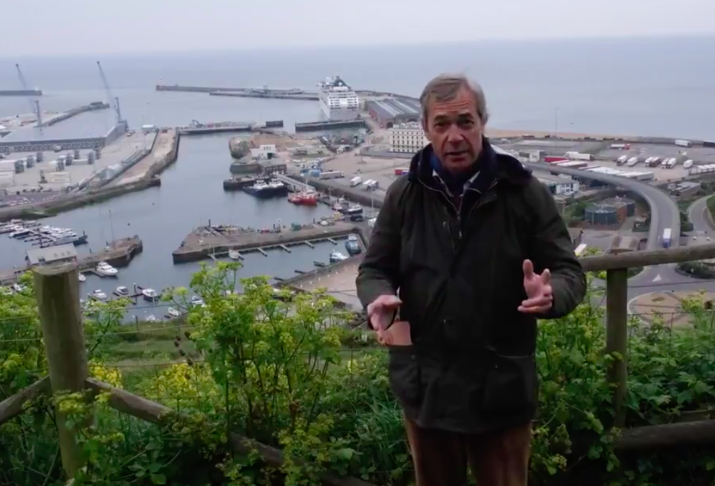 Nigel Farage filmed a video about migrants from the Port of Dover in Kent (Nigel Farage/Twitter)