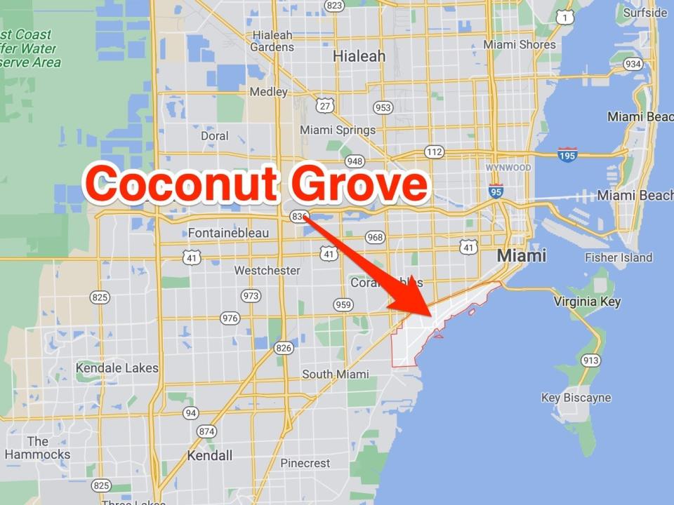 A map of coconut grove