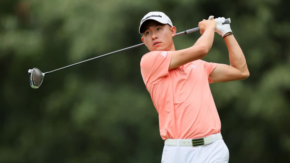 Morikawa tees off during the first round of the 2023 FedEx St. Jude Championship. - Andy Lyons/Getty Images
