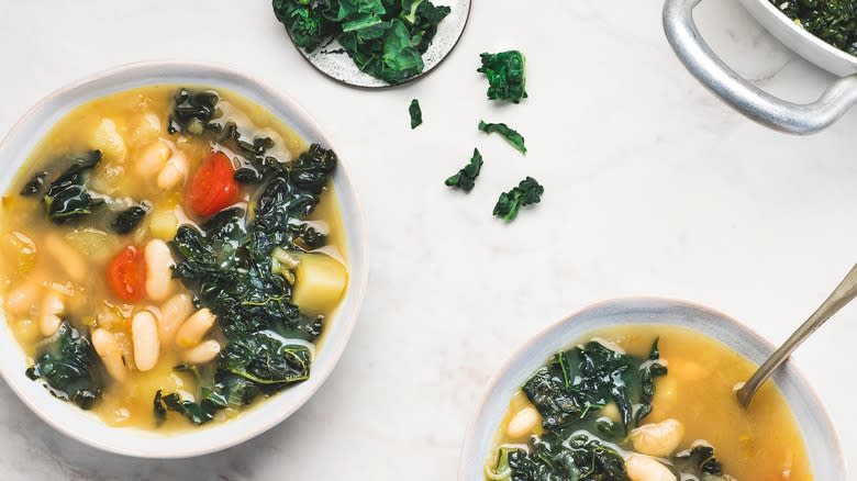 soup containing cannellini beans and kale