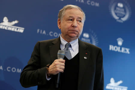 Jean Todt, Federation Internationale de l'Automobile (FIA) President attends the FIA Champions news conference for FIA Prize Giving 2017 in Paris, France December 8, 2017. REUTERS/Gonzalo Fuentes