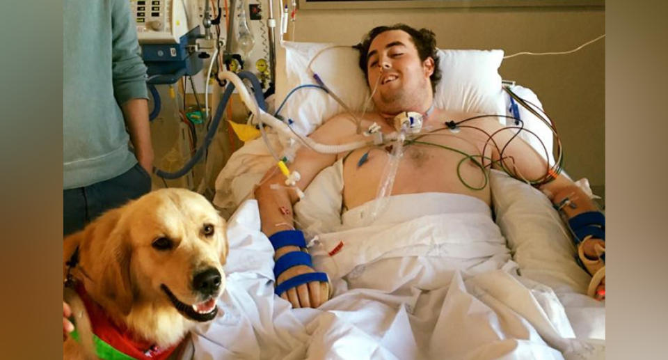 Matt (pictured) in hospital