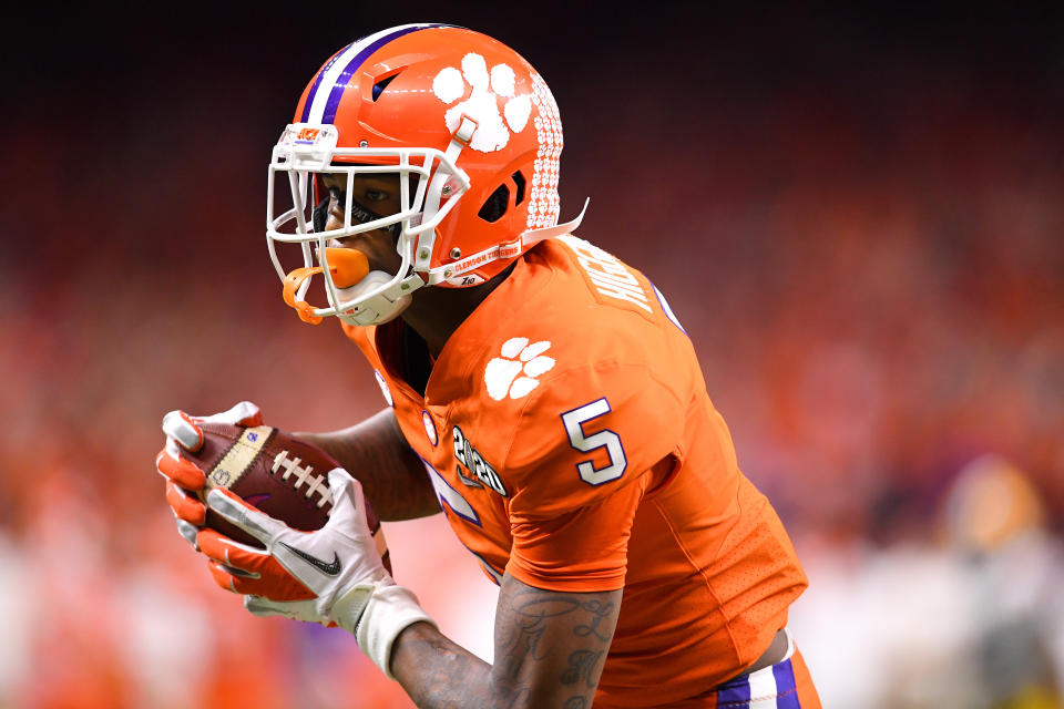 Tee Higgins' production at Clemson was unquestioned, but his pre-draft workout numbers were hardly elite. (Photo by Jamie Schwaberow/Getty Images)