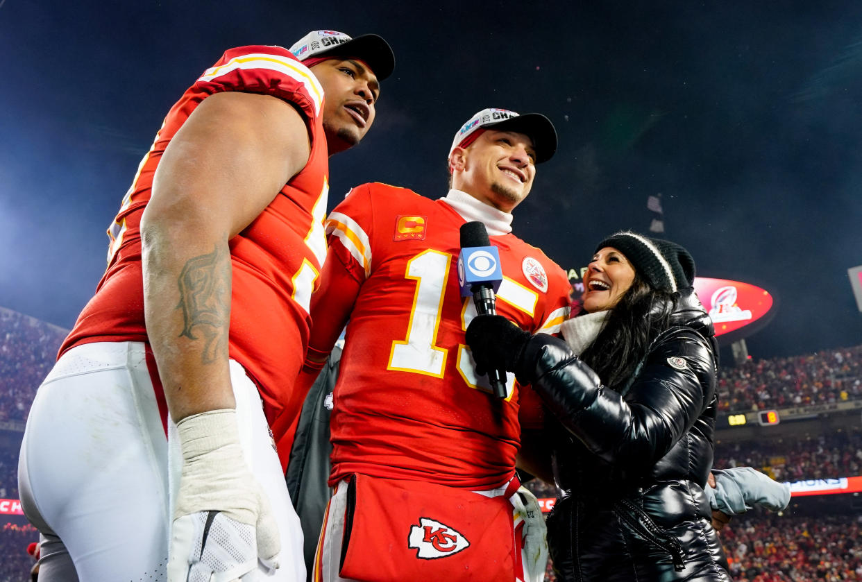 After winning the Super Bowl with the Kansas City Chiefs, offensive tackle Orlando Brown Jr. will play for the rival Bengals next season. (Jay Biggerstaff-USA TODAY Sports)