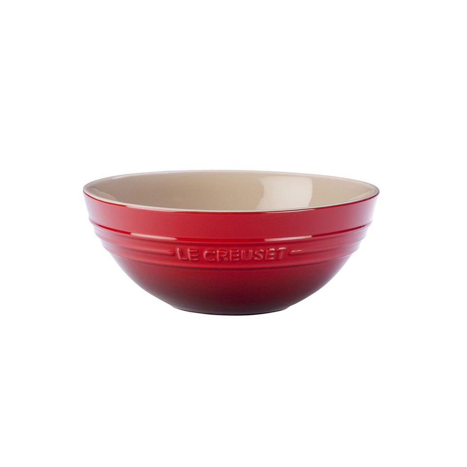 <p>$52</p><p><a class="link " href="https://www.amazon.com/Creuset-Stoneware-Multi-Cerise-Cherry/dp/B00566Q8UE/" rel="nofollow noopener" target="_blank" data-ylk="slk:SHOP NOW;elm:context_link;itc:0;sec:content-canvas">SHOP NOW</a></p><p>Add this super-versatile (and cheery!) bowl to her collection. The <a href="https://www.redbookmag.com/home/news/a52061/le-creuset-millennial-pink-cookware/" rel="nofollow noopener" target="_blank" data-ylk="slk:brand name;elm:context_link;itc:0;sec:content-canvas" class="link ">brand name</a> alone with give you gift cred.<br></p>