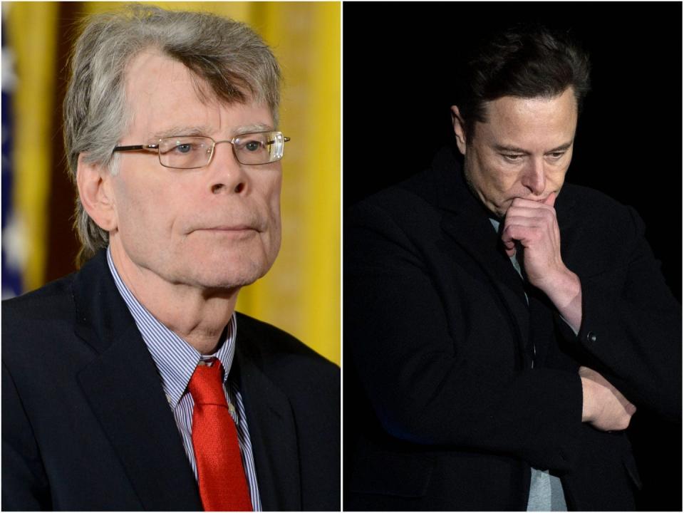 Stephen King, left, and Elon Musk.