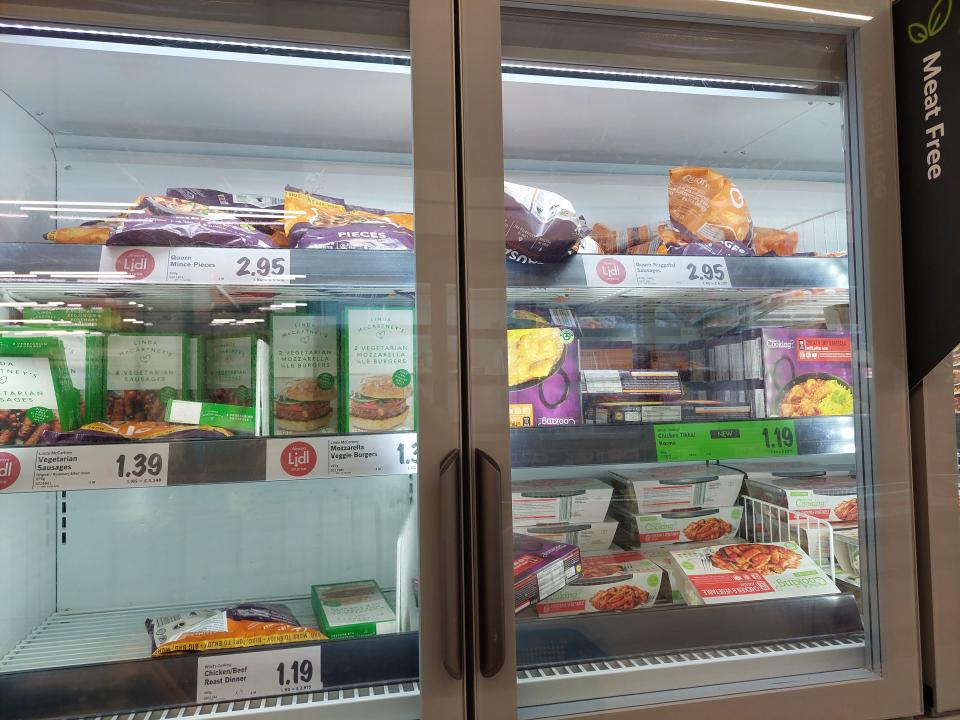 Lidl freezer aisle with meat products