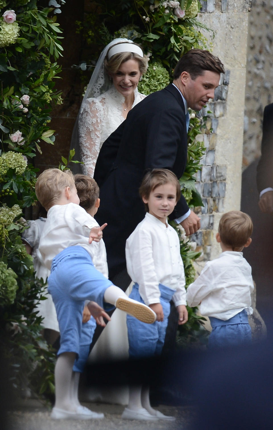 <p>The five-year-old looked to be dancing in one photo as the bride looked on. Photo: Australscope </p>