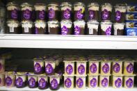 "Milky" pudding are seen on shelves in a supermarket in the town of Sderot near the Israeli-Gaza border in southern Israel December 18, 2014. REUTERS/Amir Cohen