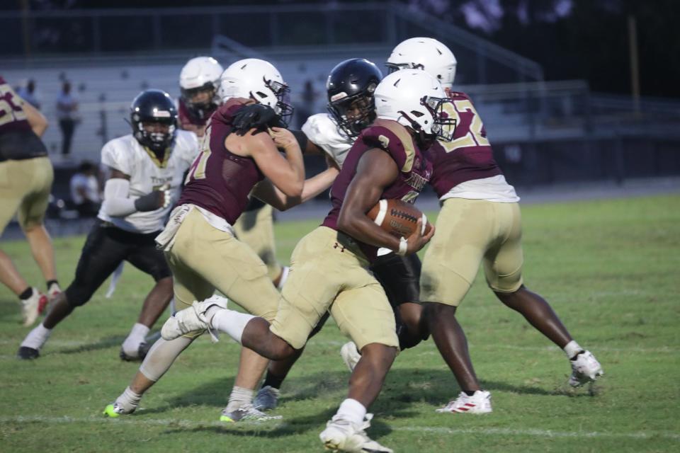 Riverdale plays Golden Gate in their spring football game on Wednesday, May 24, 2023, at Riverdale High School in Fort Myers.