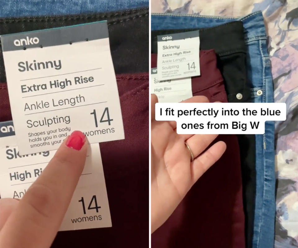 Difference in three pairs of jeans from Big W and Kmart