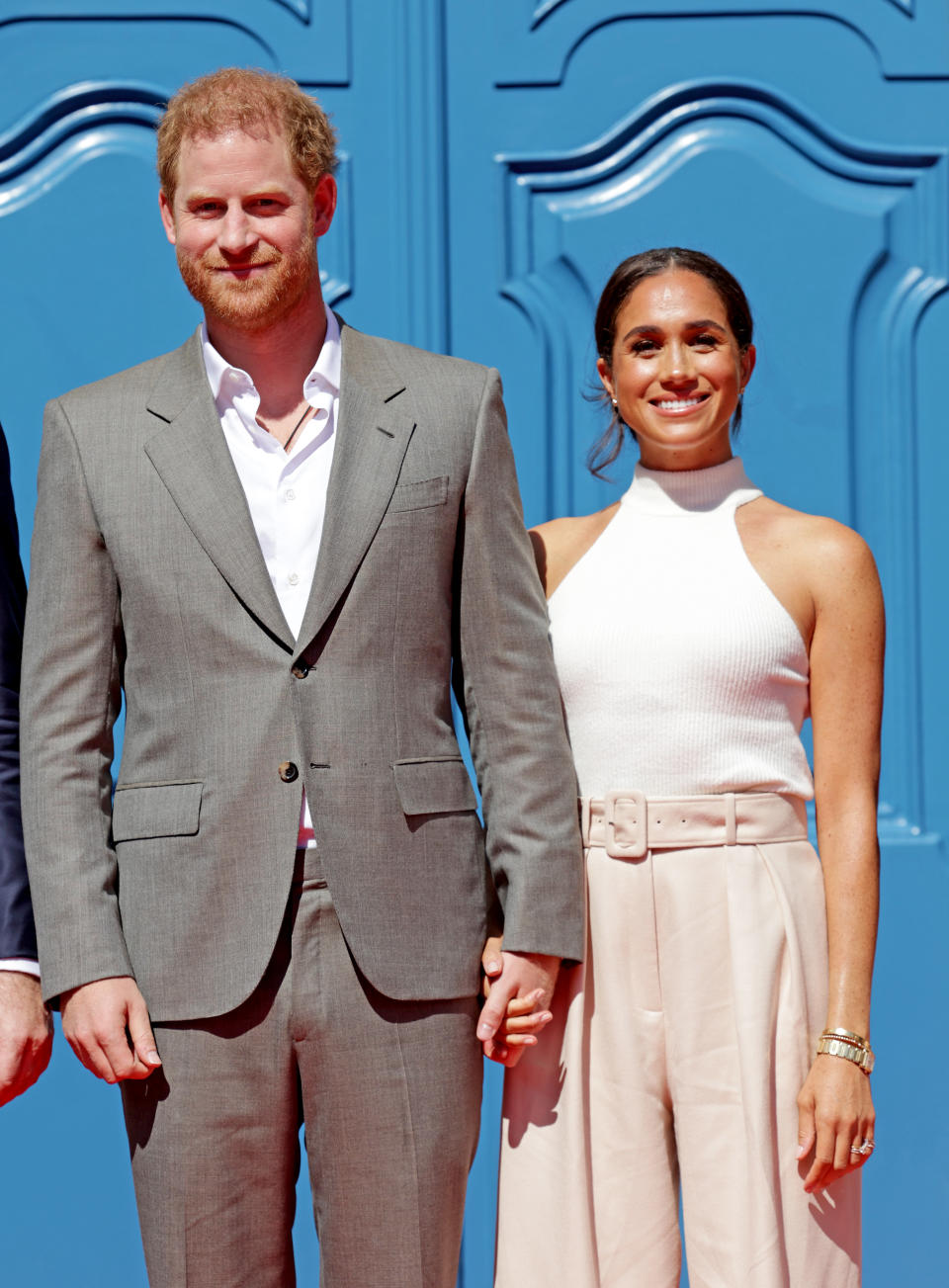 DUSSELDORF, GERMANY - SEPTEMBER 06: Prince Harry, Duke of Sussex and Meghan, Duchess of Sussex arrive at the town hall during the Invictus Games Dusseldorf 2023 - One Year To Go events, on September 06, 2022 in Dusseldorf, Germany. The Invictus Games is an international multi-sport event first held in 2014, for wounded, injured and sick servicemen and women, both serving and veterans. The Games were founded by Prince Harry, Duke of Sussex who's inspiration came from his visit to the Warrior Games in the United States, where he witnessed the ability of sport to help both psychologically and physically. (Photo by Chris Jackson/Getty Images for Invictus Games Dusseldorf 2023)