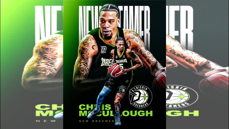 新北國王前洋將麥卡洛（Chris McCullough）轉戰夢想家，有望對戰前NBA隊友林書豪。（圖／台新夢想家提供）