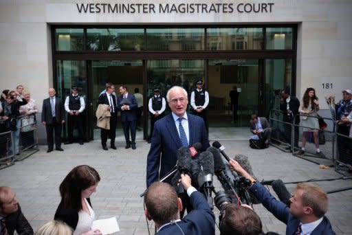 Chairman of Chelsea Football Club Bruce Buck speaks to the media outside Westminster Magistrates court in London. Chelsea captain John Terry was cleared Friday of a charge of racially abusing his fellow footballer Anton Ferdinand