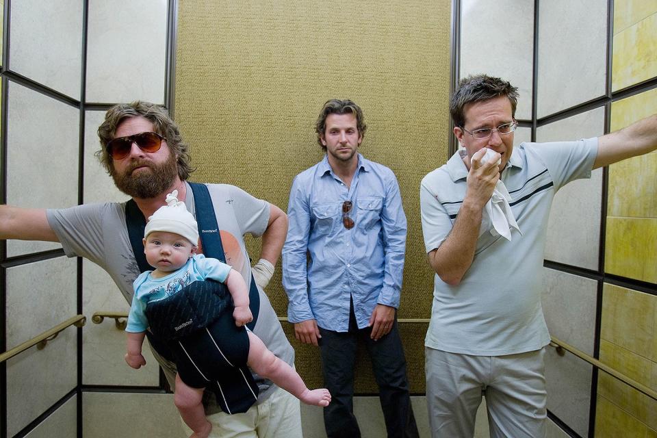 Cooper's character Phil in 2009's <em>The Hangover</em> (barely) survives an insane bachelor party with his two buddies Stu (Ed Helms) and Alan (Zach Galifianakis). The trio gets themselves into several ridiculous (but hilarious) situations while they search for their friend the groom, who goes missing before his wedding.