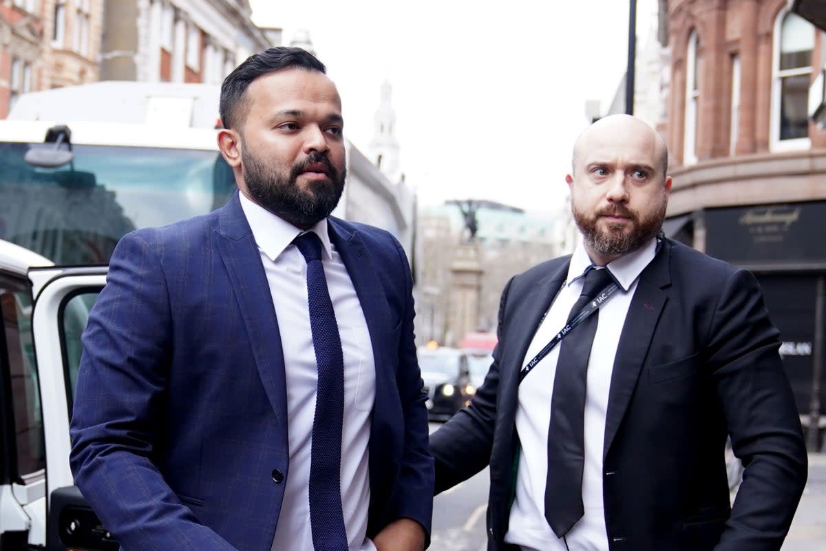 Azeem Rafiq arrives at the Cricket Discipline Commission hearing on Friday (James Manning/PA). (PA Wire)