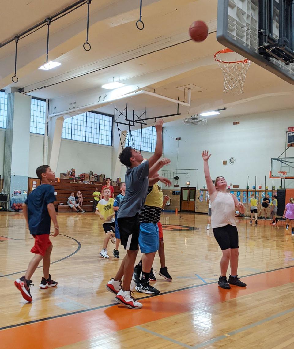 Though instruction in the fundamentals of the sport is included, the highlight of the Gardner Recreation Department's Summer Basketball League are the 4-on-4 full court games.