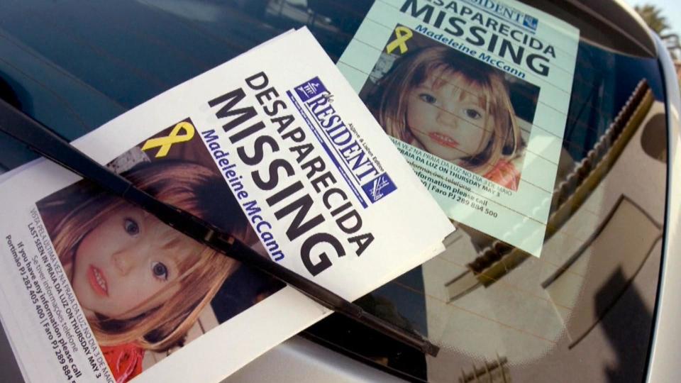 Missing posters on the windshield of a car parked outside the Luz Ocean Club, the vacation resort in Praia da Luz, Portugal where 3-year-old Madeleine McCann disappeared while on vacation with her family in 2007. / Credit: AP