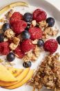 <p>Make a big batch of this granola on Sunday and you can eat it with a splash of milk or on top of your yogurt all week long.</p><p><strong>Get the recipe at <a rel="nofollow noopener" href="https://www.goodhousekeeping.com/food-recipes/easy/a45235/sweet-salty-maple-granola-bark-recipe/" target="_blank" data-ylk="slk:Good Housekeeping;elm:context_link;itc:0;sec:content-canvas" class="link ">Good Housekeeping</a>.</strong></p>