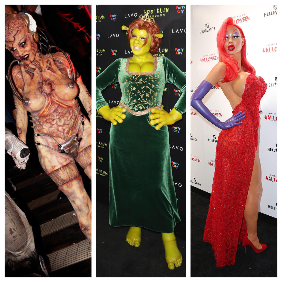 Heidi Klum’s various Halloween costumes.