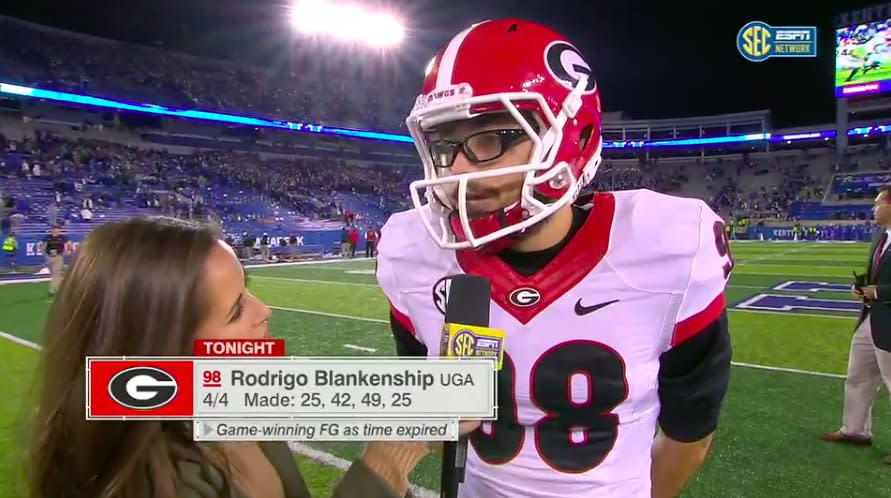 Rodrigo Blankenship missed four kicks all season.