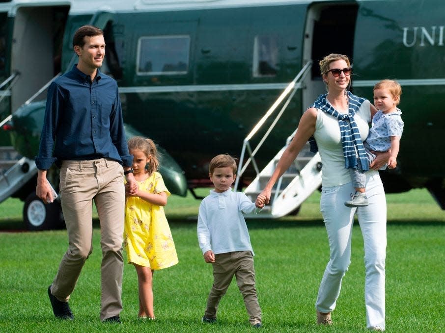 Jared Kushner and Ivanka Trump with their three children