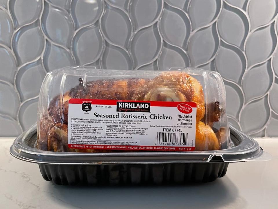 A photo of a Costco rotisserie chicken.